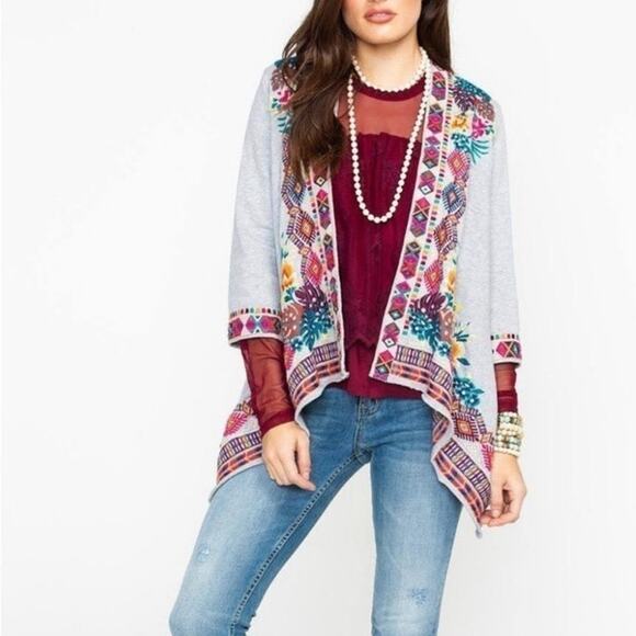 JOHNNY WAS Quinn Draped Cardigan Gray Size XS Style  J45718 - Picture 1 of 10